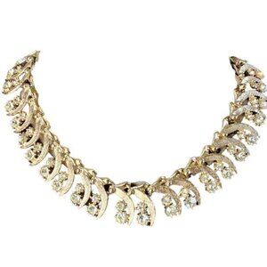 Vintage ART‎ Rhinestone Hook Necklace 16" RARE